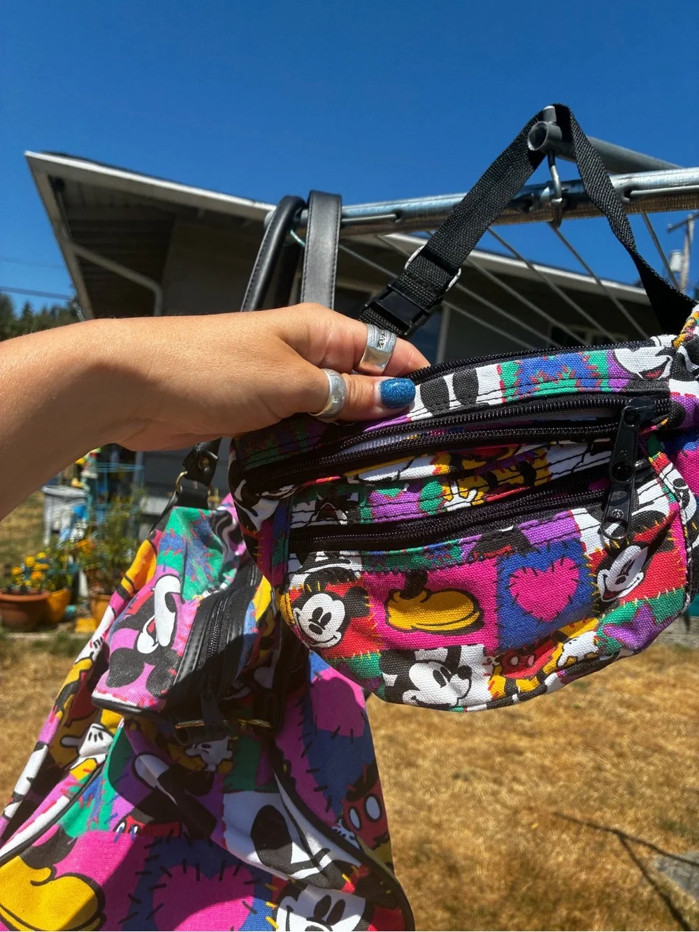 Retro Colorful Mickey Mouse Patchwork Tote & Fanny pack